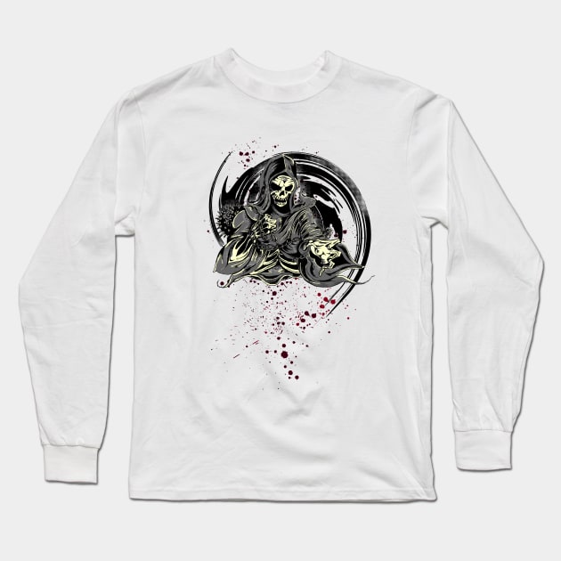 Grim Reaper Long Sleeve T-Shirt by fatline